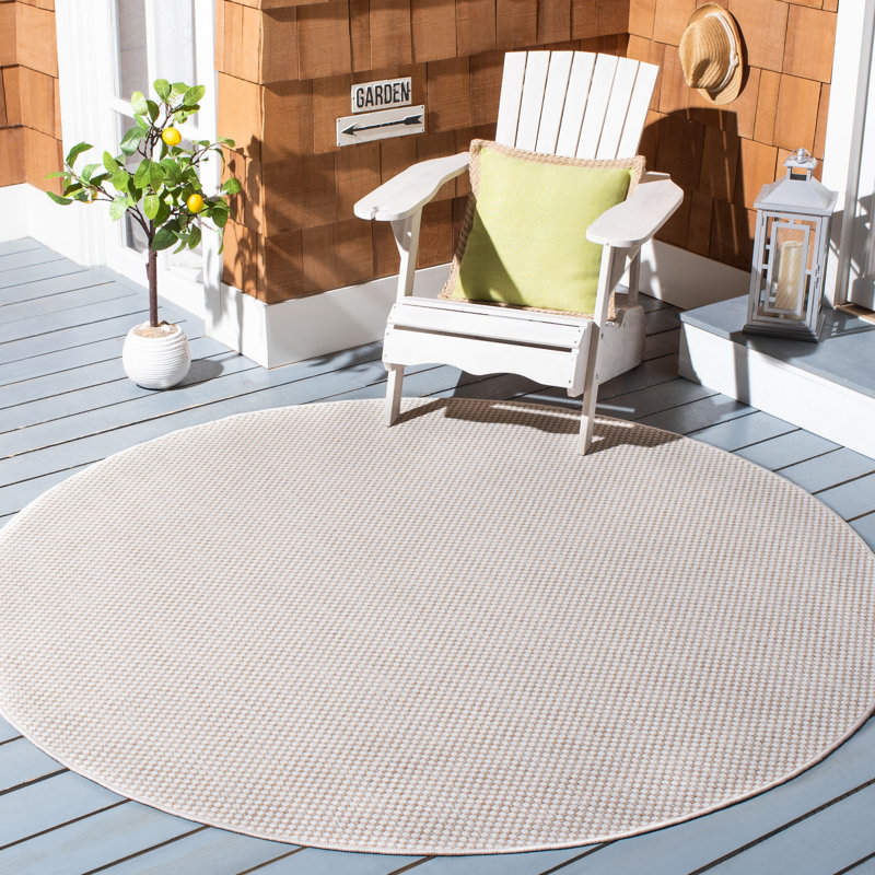 Tapis intérieur / extérieur ivoire Michaelis, Rond 6 pi 7 po