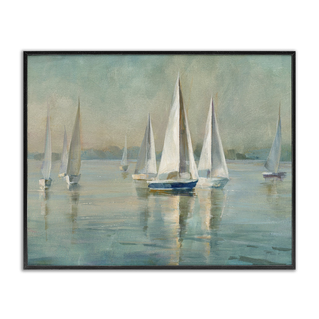 Traditional Sailboats Water Lake Relaxed Nautical Painting by Danhui Nai - Graphic Art Print Breakwater Bay Frame 