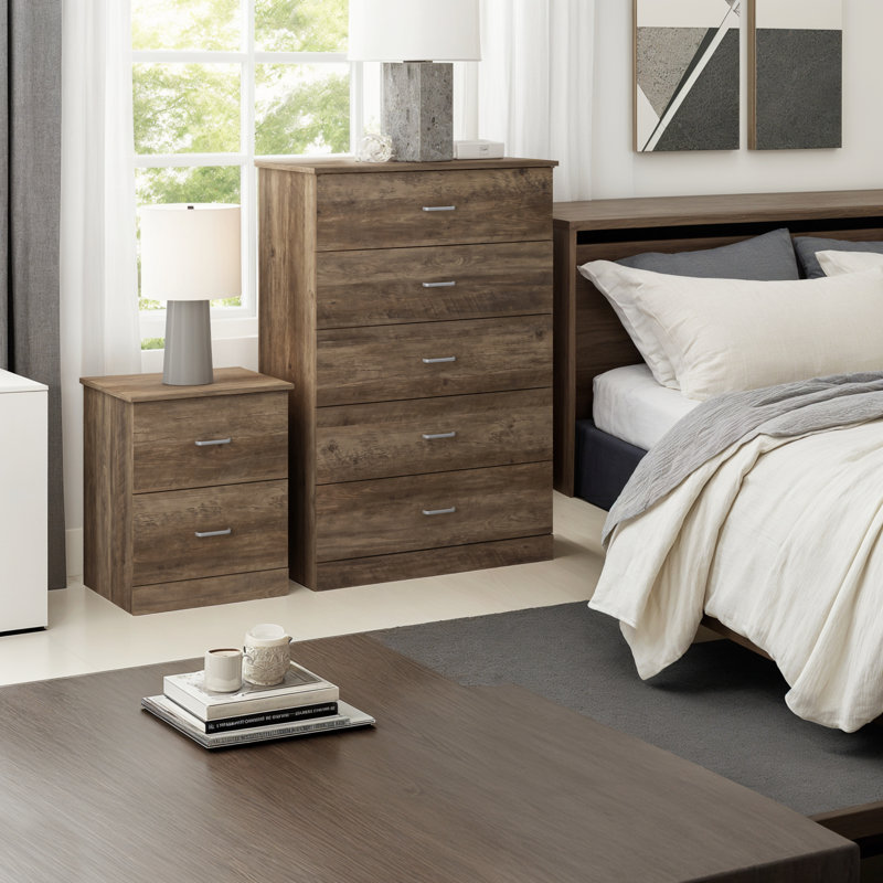 Allyannah 2 Pieces Bedroom Set, Knotty Oak