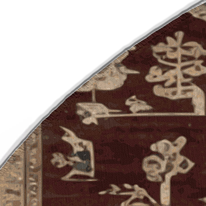 Turkish Brown Indoor and Outdoor Area Rug, Round 5'