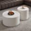 Table basse ronde blanche avec plateau en verre trempé-1143152781