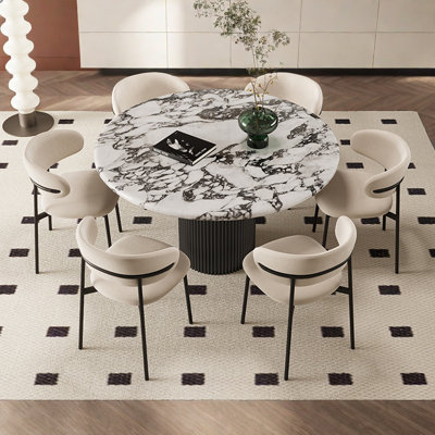 Ensemble de table de salle à manger moderne et simple en faux marbre