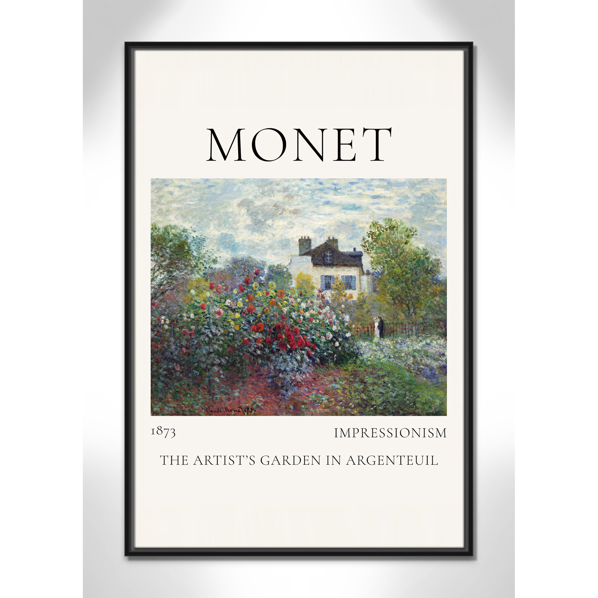 Artists Garden in Argenteuil Print by Claude Monet, No, 37.5" H x 25.5" W x 2" D, Black Floater Frame