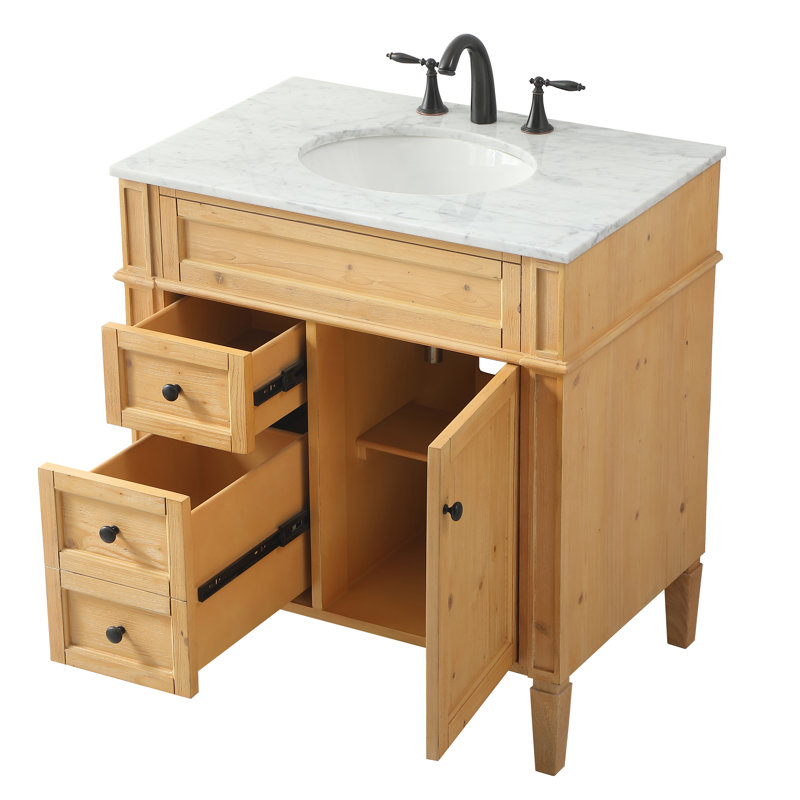 Ensemble de meuble-lavabo simple 32 "Rivers, Bois naturel
