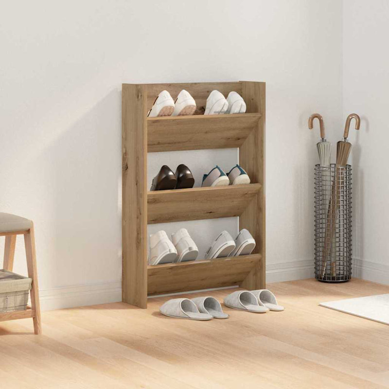 Wall Shoe Cabinet With Shelf Other Engineered Wood, Artisan Oak
