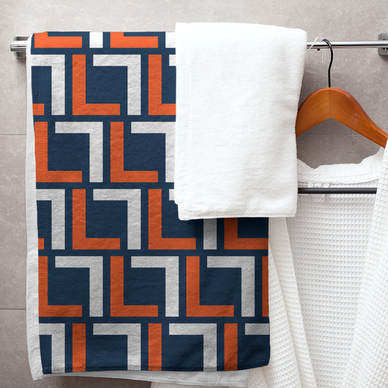 Cotton Blend Bath Towel, Blue/Orange/White