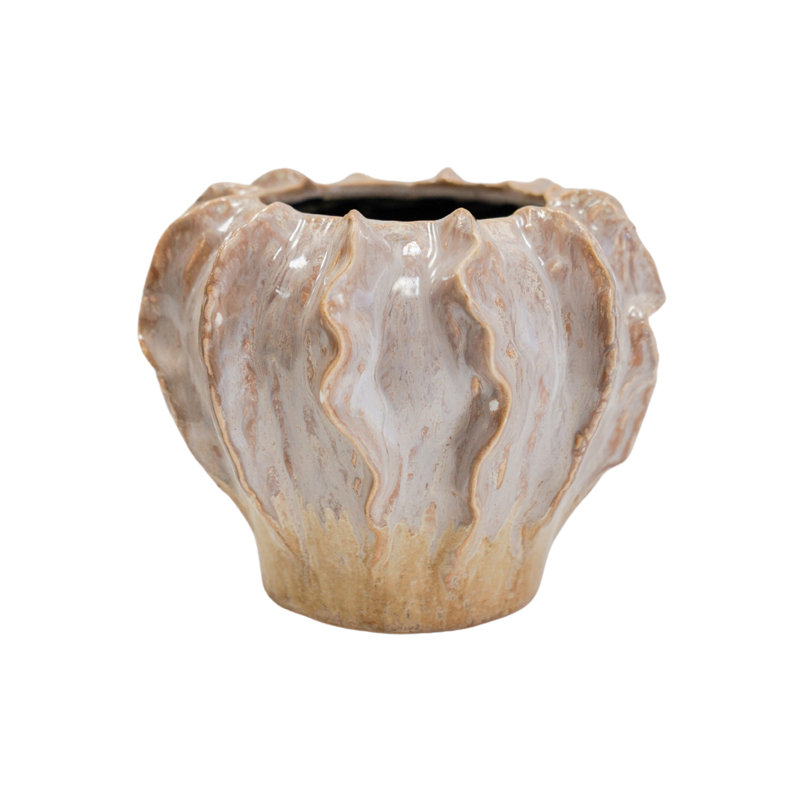 Scarlet Coral Reef Green Planter H18cm D23cm, 15cm H x 19cm W x 7.48cm D, Pink