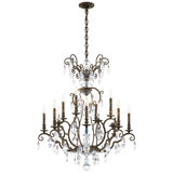 Renaissance Nouveau 12 Light 32in x 38in Chandelier in Heirloom Gold with Clear Heritage Handcut Crystals