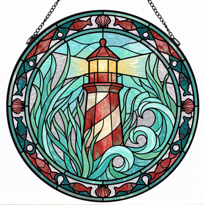 Panneau de vitrail de fenêtre de phare ， H 12 po