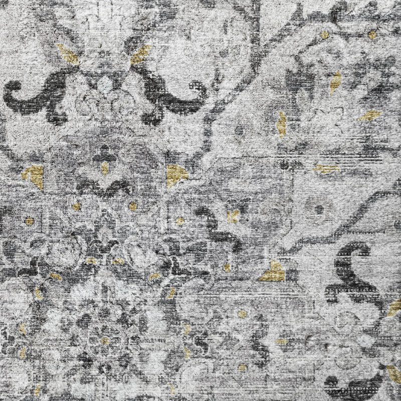 Premium Machine Washable Dream Shag ADS93 Ornate Rug, Fog, 5' x 7'6"