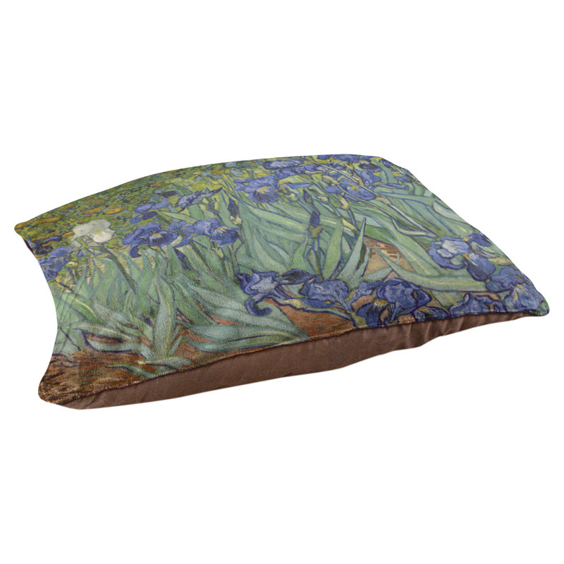 Coussin stylisé irises Burk, L 32,5 po x l 42,5 po, Bleu / vert / brun foncé