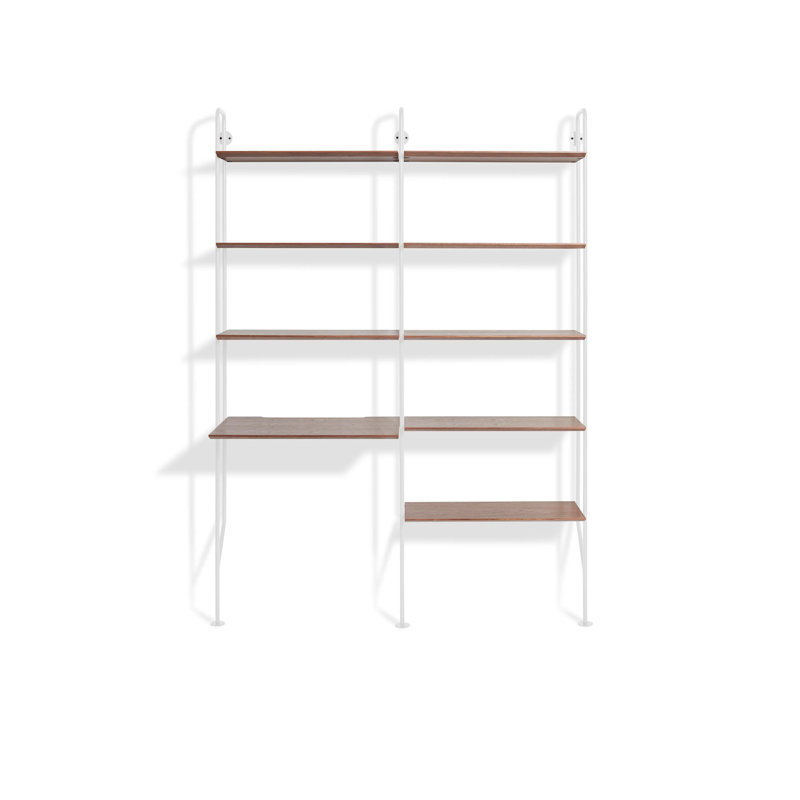 Hitch 2 Piece Writing Desk Office Set, White, Walnut
