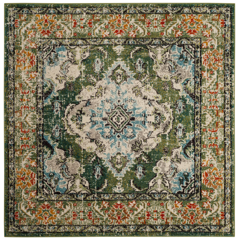 Almyra Oriental Area Rug, Square 10', Navy/Light Blue