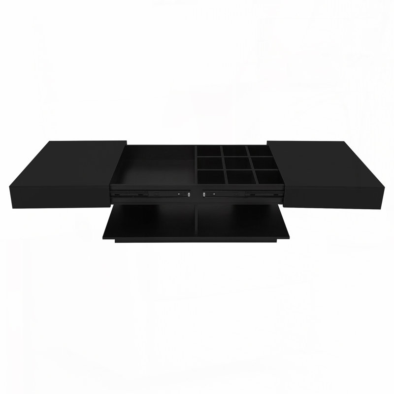 Table basse à rallonge de 41,3 po à 76,7 po avec plusieurs compartiments de rangement, Noir