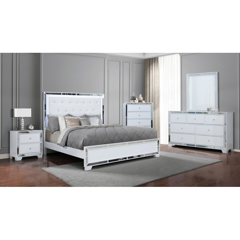 Ensemble de chambre à coucher 5 pièces, Blanc, Grand