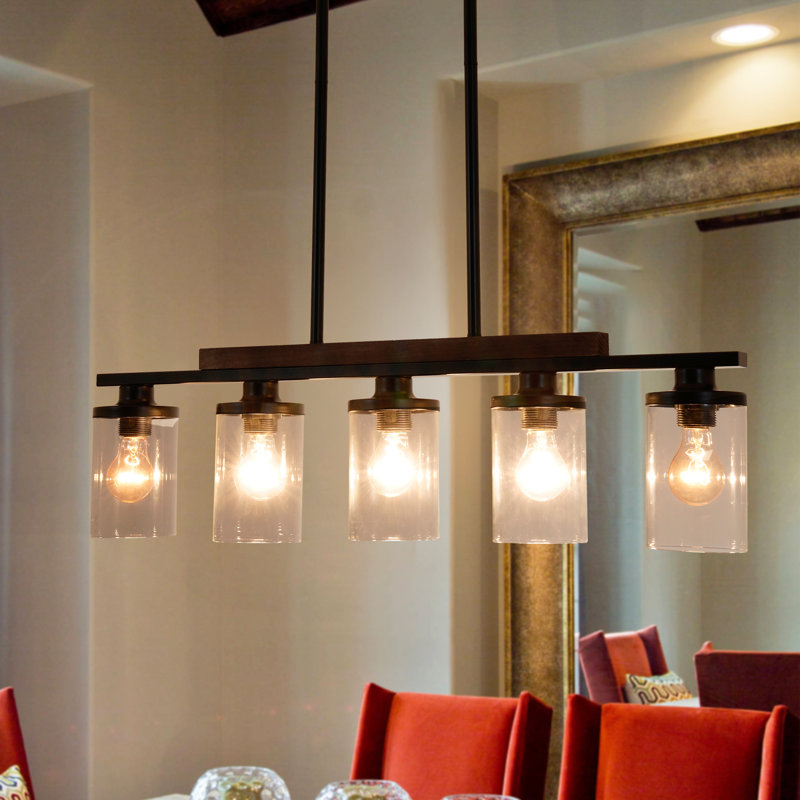Lustre carré / rectangulaire à 5 lumières à intensité variable pour îlot de cuisine