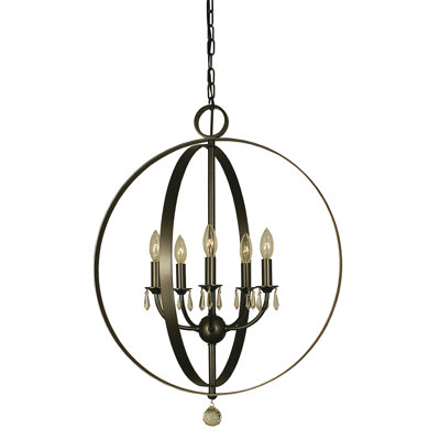 Lustre de globe 5 lumières façon bougie style bougie Parenteau