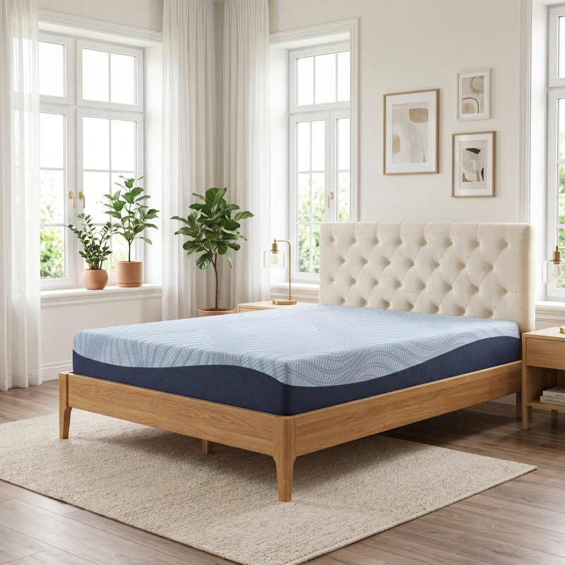 Matelas en mousse viscoélastique Serena, Lit simple, Bleu, 10"