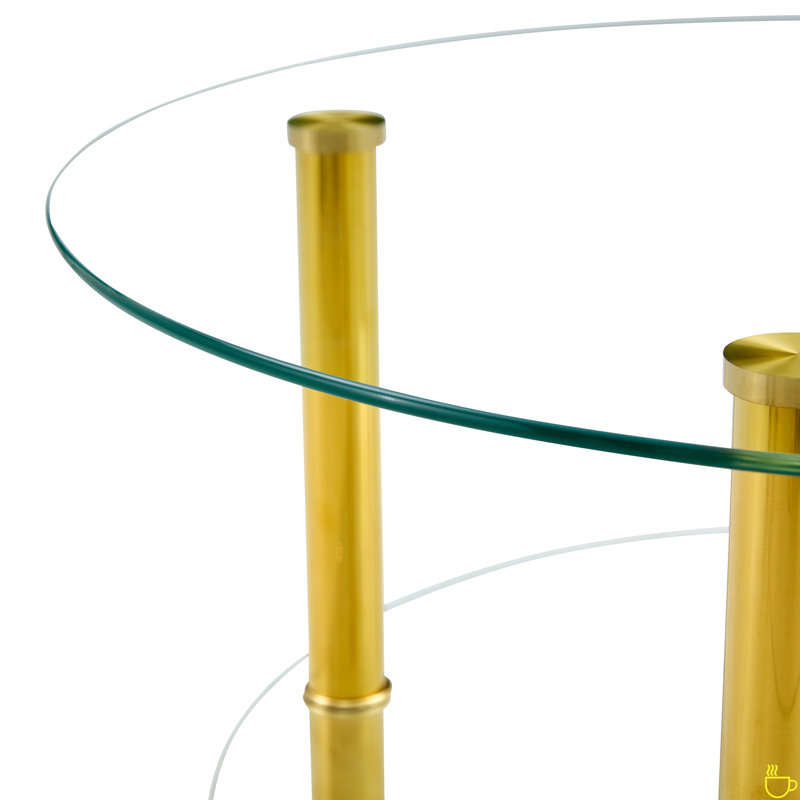 Double Layer Tempered Glass Coffee Table, Gold