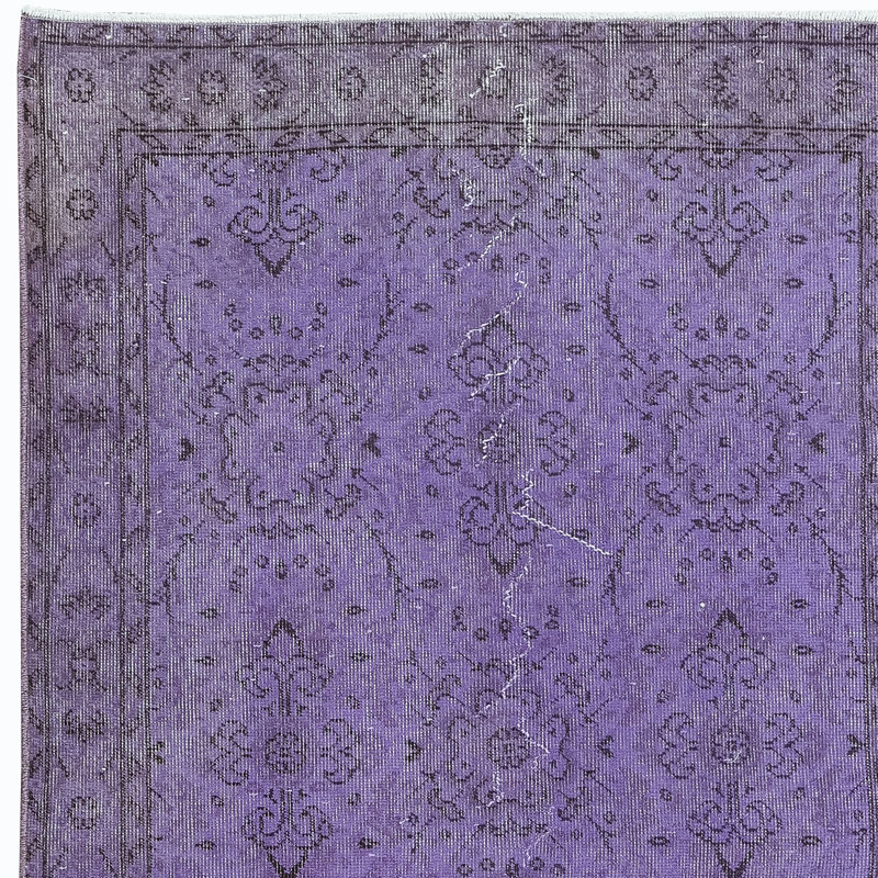 Tapis mauve fait à la main 3,8 x 6,8 pi, tapis turc recyclé pour décoration d'entrée