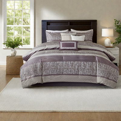 Ensemble de literie luxueux en jacquard mauve très grand californien