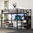 Loft Bed with L-shaped Desk and USB, Metal Loft Bed with Wardrobe and Adjustable Shelf, High Loft Bed with LED for Kids Teens Adults-625919664-613371603
