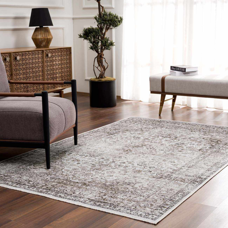 Eldon Machine Washable Oriental Brown Area Rug, Rectangle 5' x 7'6"