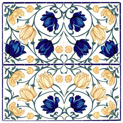 Couvertures florales bleues et jaunes