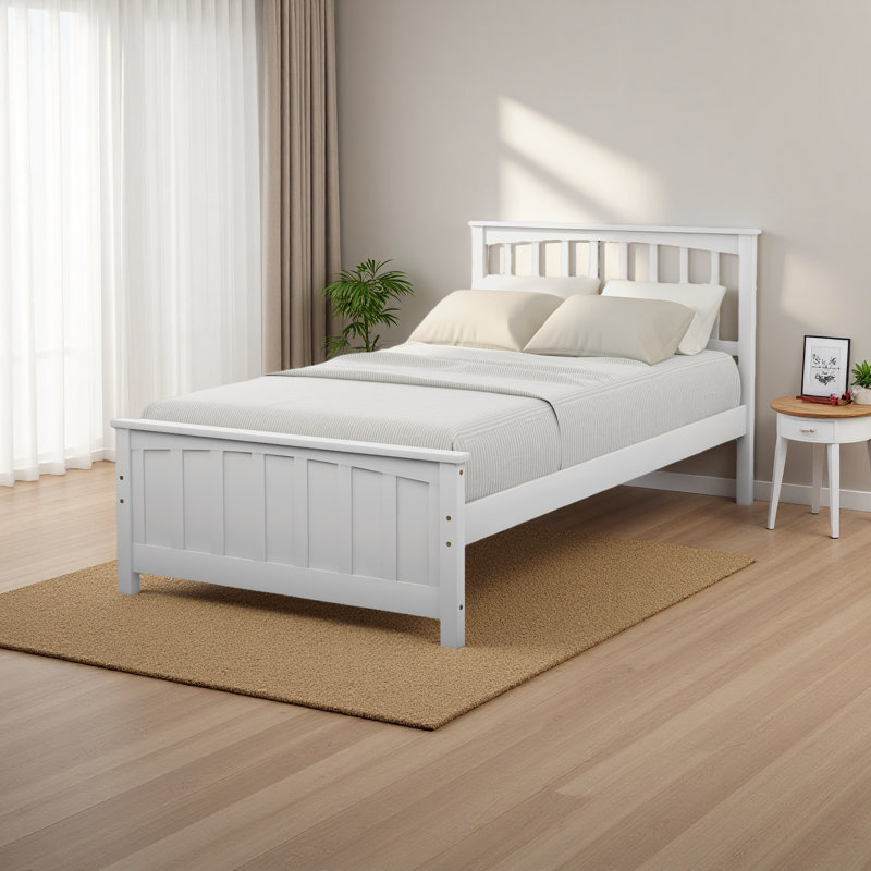 Lit plateforme en bois, Blanc