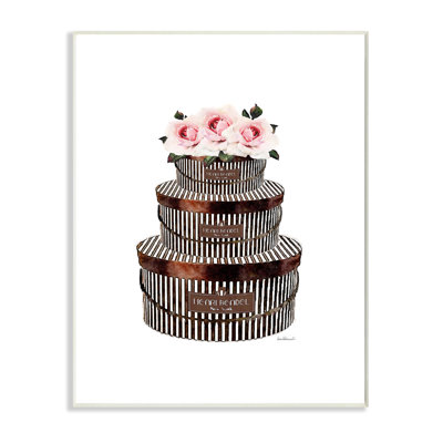 Boîtes à chapeaux rayées avec roses-impression d’art graphique
