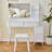 Modern Makeup Vanity Desk With LED Lights & Mirror, 4 Drawer Dressing Table Set With Stool, 3 Colors Dimmable Brightness, Space-Saving For Bedroom-1739321332