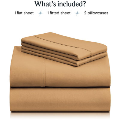 Luxclub 4 PC Gold Queen Silky Soft Cooling Extra Deep Pocket Performance Sheet Set