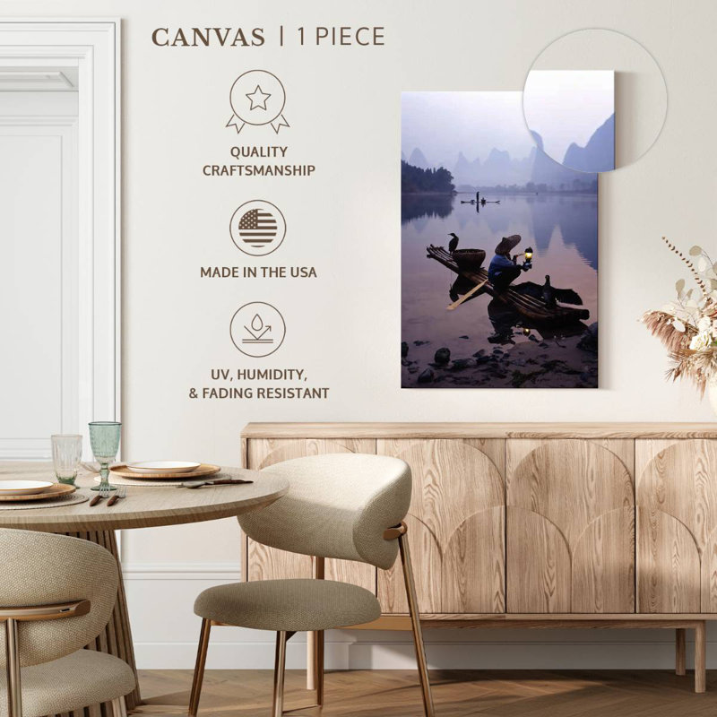 Cormoran chinois pêchant, H 30 po x l 20 po