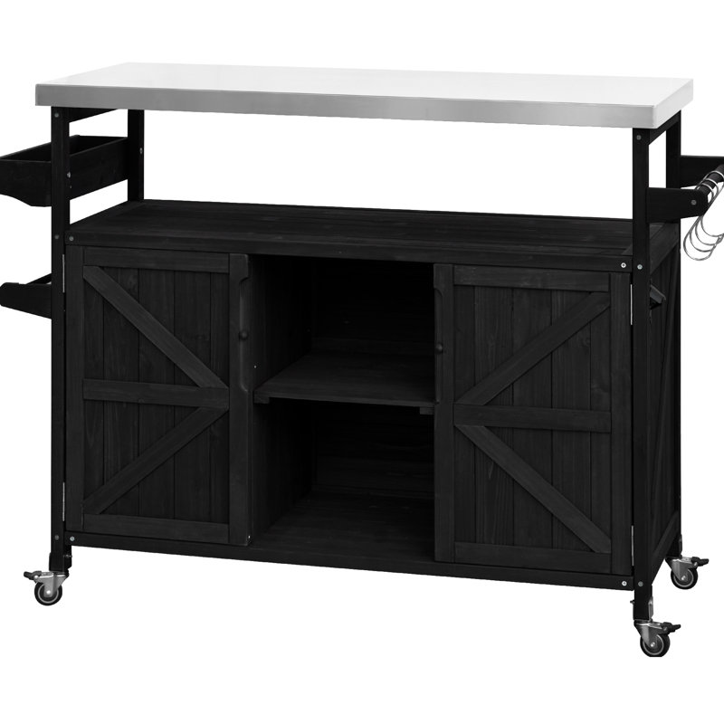 Classic Classic Island - Porte-serviette de table à roulettes en acier inoxydable avec arrêt de porte magnétique, Noir