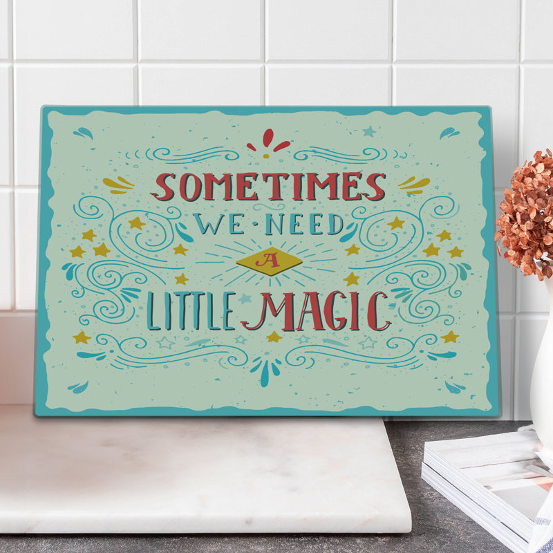 Ambesonne Inspirational Cutting Board Large Size Magic Words Art Multicolor