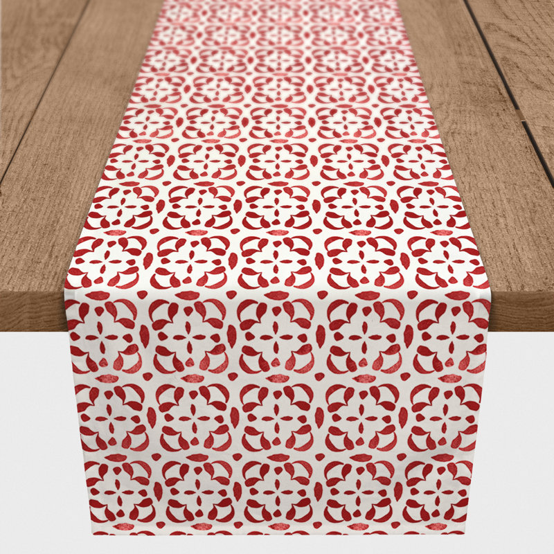 Milligan Tile Table Runner, Red, 72" x 16"