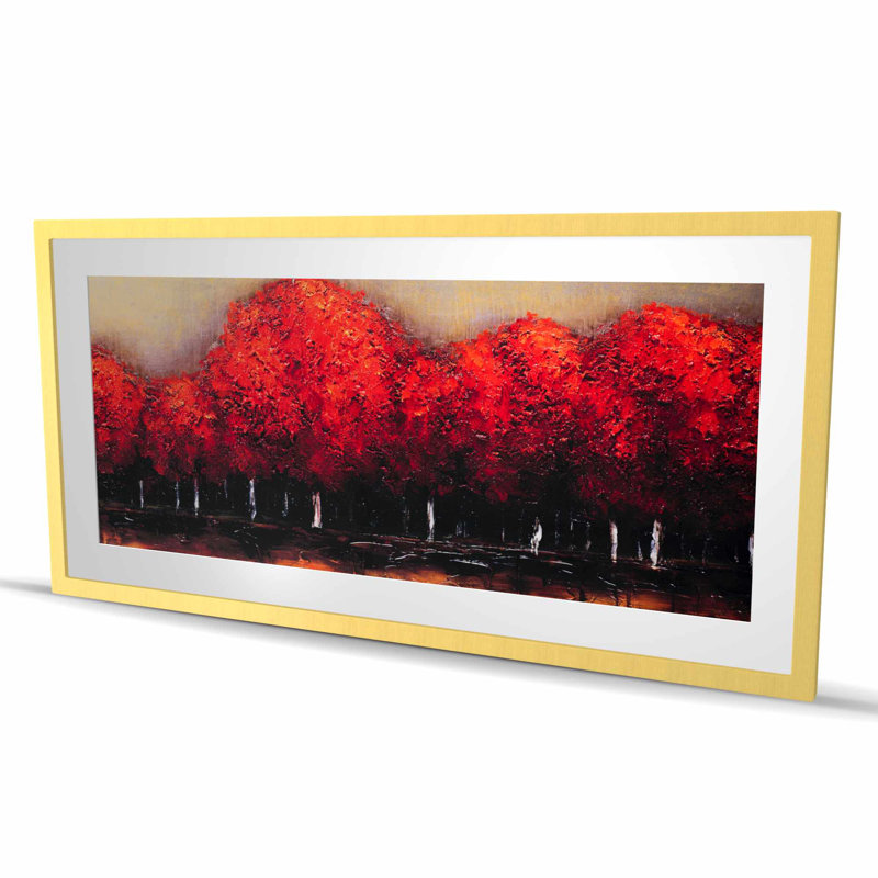 Red Dark Trees - reproduction encadrée avec passe-partout pour la décoration intérieure