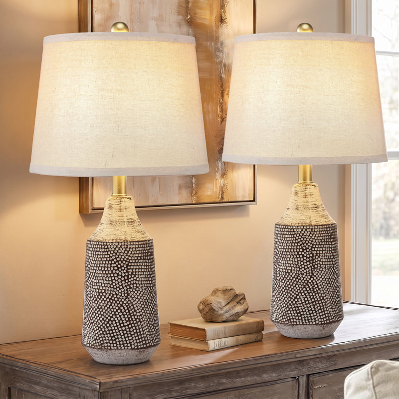 Ensemble de lampes de table en céramique de 23 po ChenJoss, convient aux chambres à coucher, aux salons, aux bureaux et aux bureaux (ensemble de 2)
