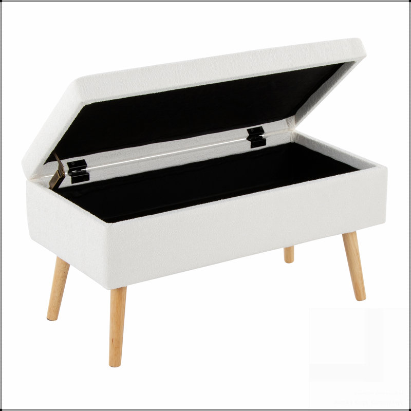 Banc en bois naturel et tissu crème