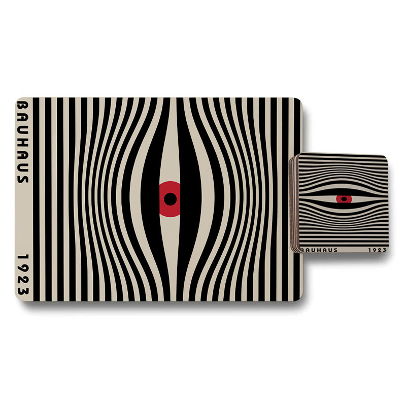 Zebra Pattern Placemat And Coaster Set, 12 Pieces, Wood Backing