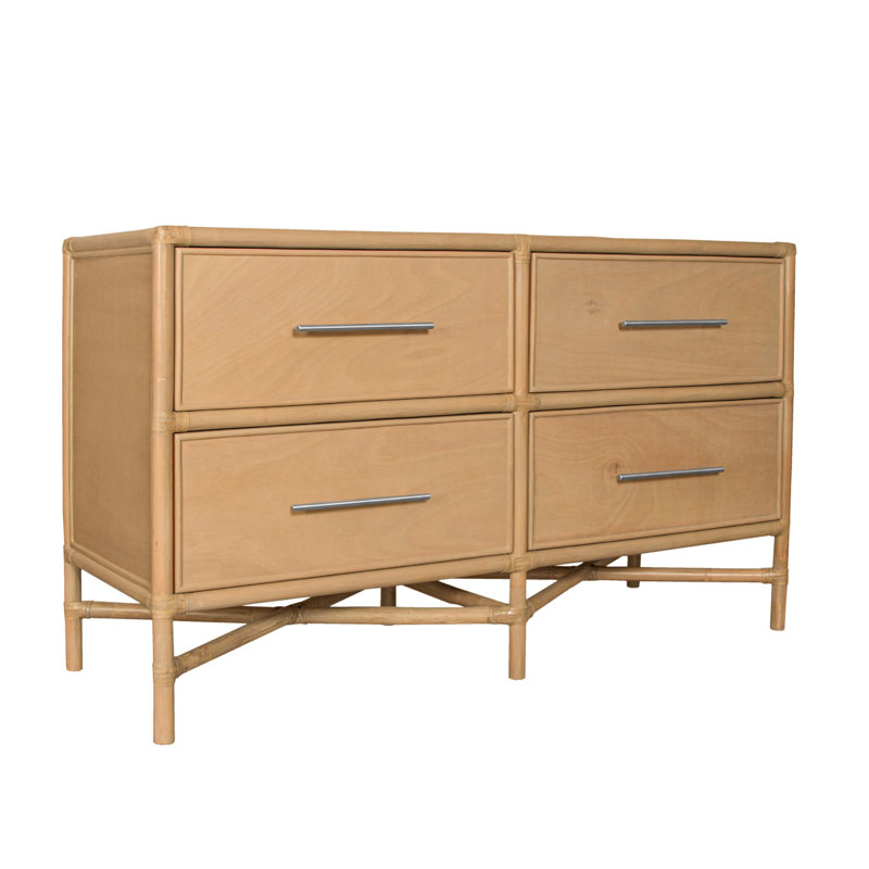 Venice 4 Drawers 54" W Double Dresser, Natural