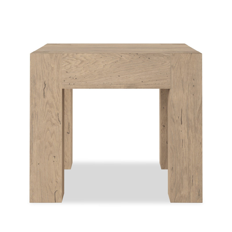 Abaso Oak End Table, Whitewash Rustic Wormwood Oak
