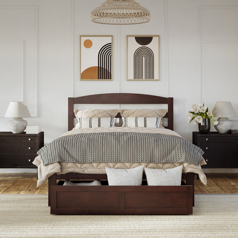 Elliana Solid Wood Slat Storage Bed, Full/Double, Gray