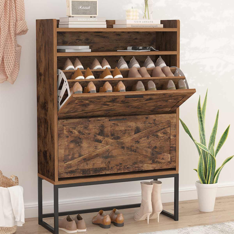 Modern Storage Cabinet With 2 Flip Drawers Suitable For Living Rooms