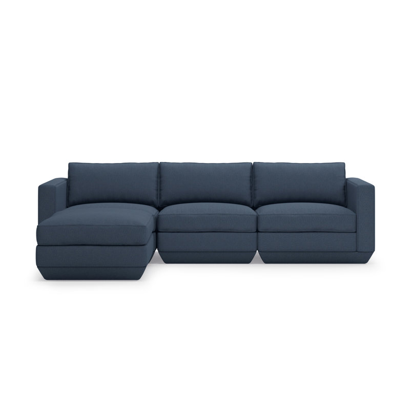 Podium Modular 4-Piece Sectional, Left Hand Facing, Hanson Navy