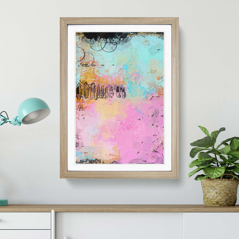 Paint Your Feelings in Abstract - Picture Frame Graphic Art Print, 65cm H x 48cm W x 2cm D, Oak Framed
