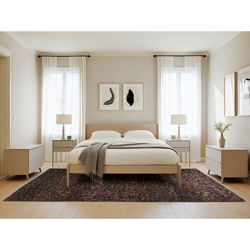Tapis bleu/brun traditionnel Drumawillin, Rectangle 5 pi x 8 pi