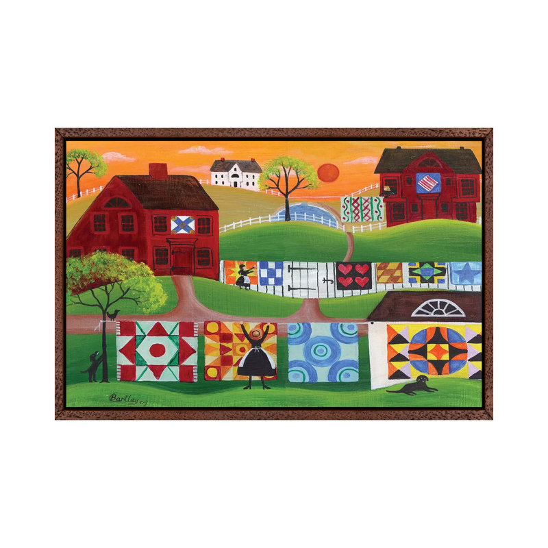 Sunrise Quilt Village by Cheryl Bartley - Painting on Canvas, 45.72cm H x 66.04cm W x 3.81cm D