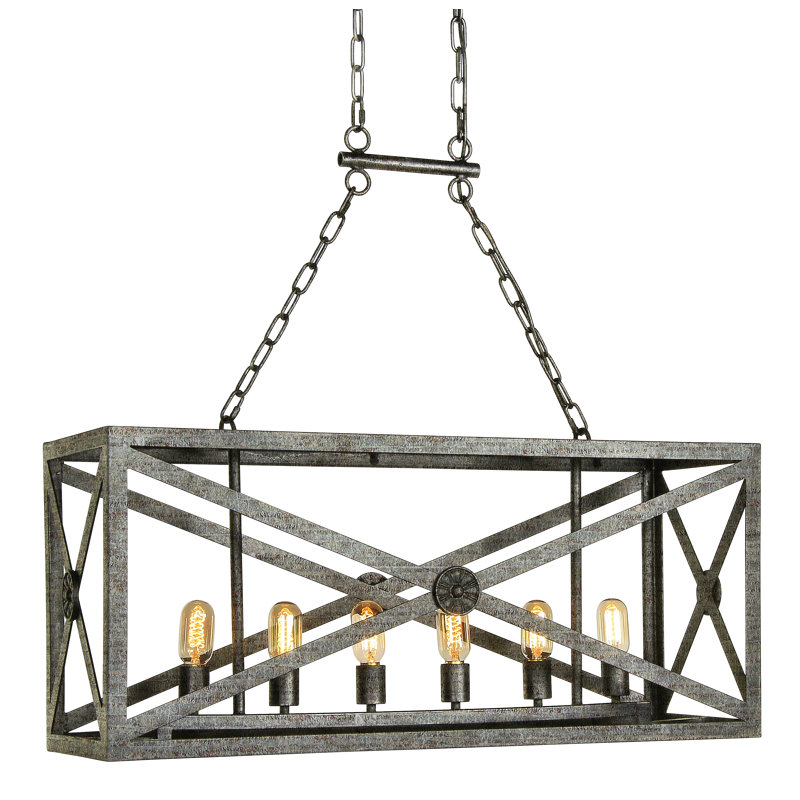 Medallion 6 - Light Kitchen Island Rectangle Pendant, Deep Ocean