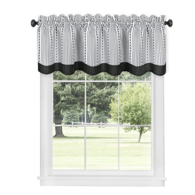Lagoudera Striped Tailored 58" Window Valance and Tier Pair